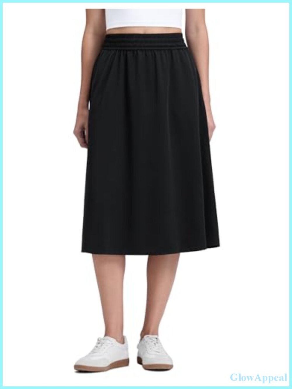 High Waisted Drapey Flowy Midi Skirt A-Line Recycled Polyester